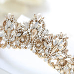 Antique Gold Bridal tiara with Austrian crystals and pearls - ASHTON - Treasures by Agnes
