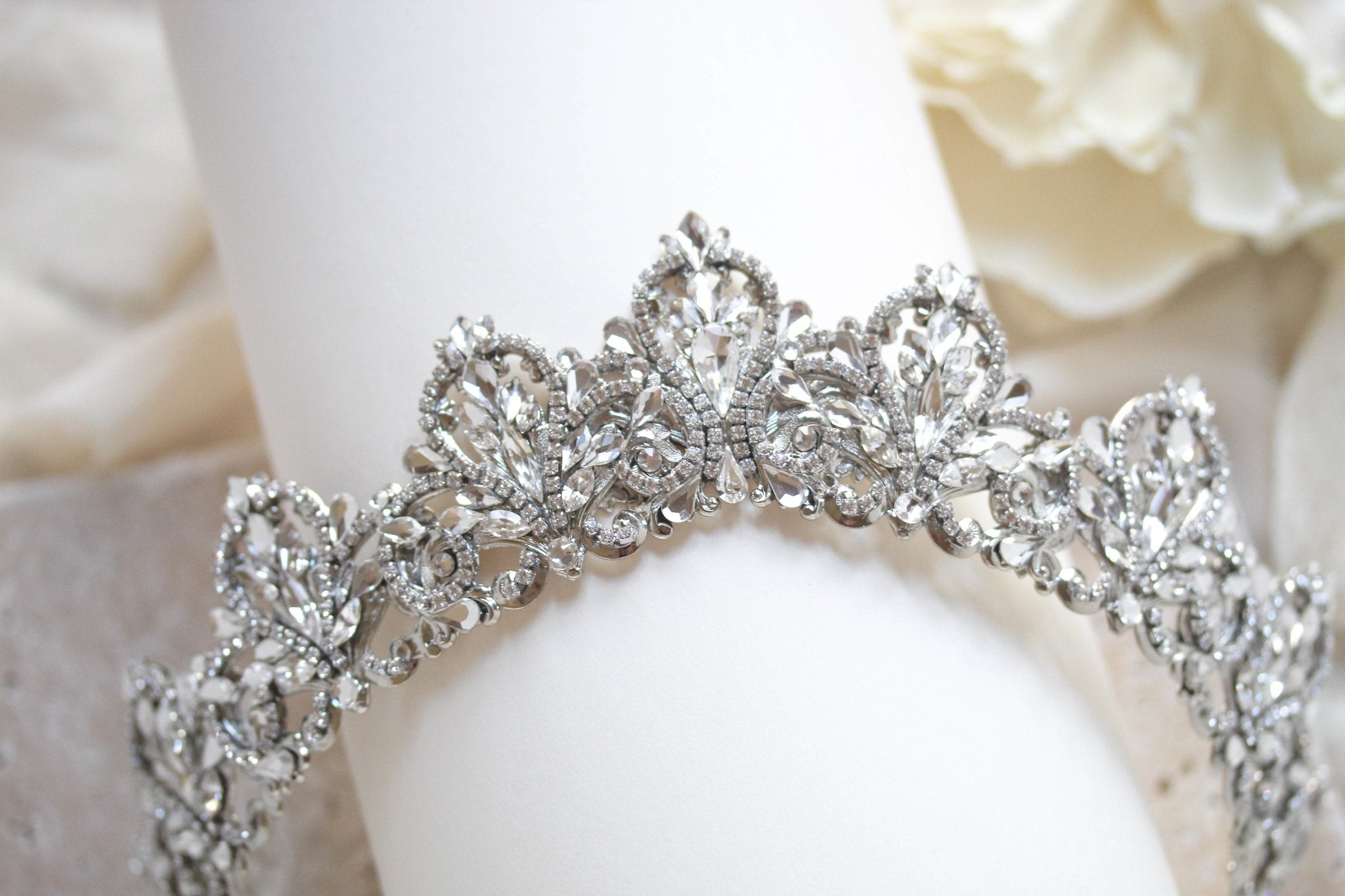 Antique Gold Bridal tiara with Austrian crystals and pearls - ASHTON - Treasures by Agnes