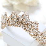 Antique Gold Bridal tiara with Austrian crystals and pearls - ASHTON - Treasures by Agnes
