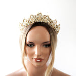 Antique Gold Bridal tiara with Austrian crystals and pearls - ASHTON - Treasures by Agnes