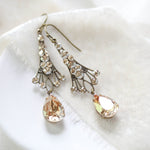 Antique gold Chandelier Bridal earrings with Premium European Golden crystals - Treasures by Agnes