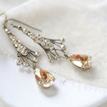 Antique gold Chandelier Bridal earrings with Premium European Golden crystals - Treasures by Agnes