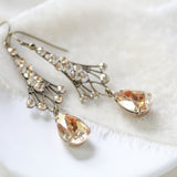 Antique gold Chandelier Bridal earrings with Premium European Golden crystals - Treasures by Agnes