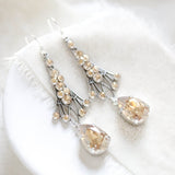 Antique gold Chandelier Bridal earrings with Premium European Golden crystals - Treasures by Agnes