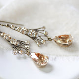 Antique gold Chandelier Bridal earrings with Premium European Golden crystals - Treasures by Agnes