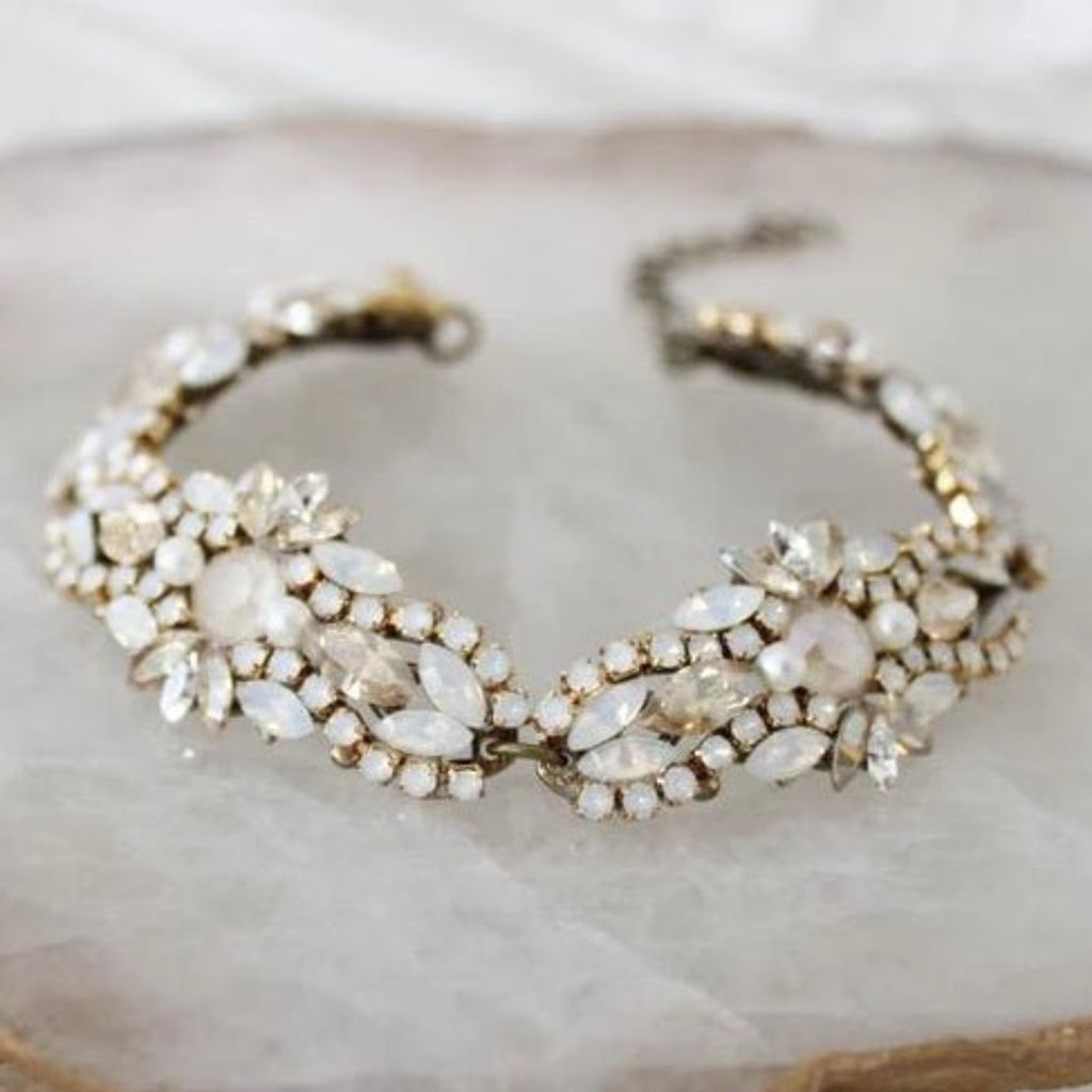 Antique gold crystal Bridal beaded bracelet - GRACE - Treasures by Agnes