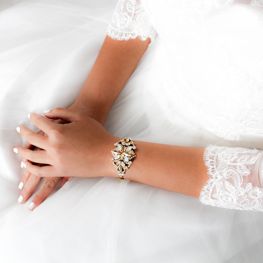 Antique gold crystal Bridal bracelet - MADELYNN - Treasures by Agnes