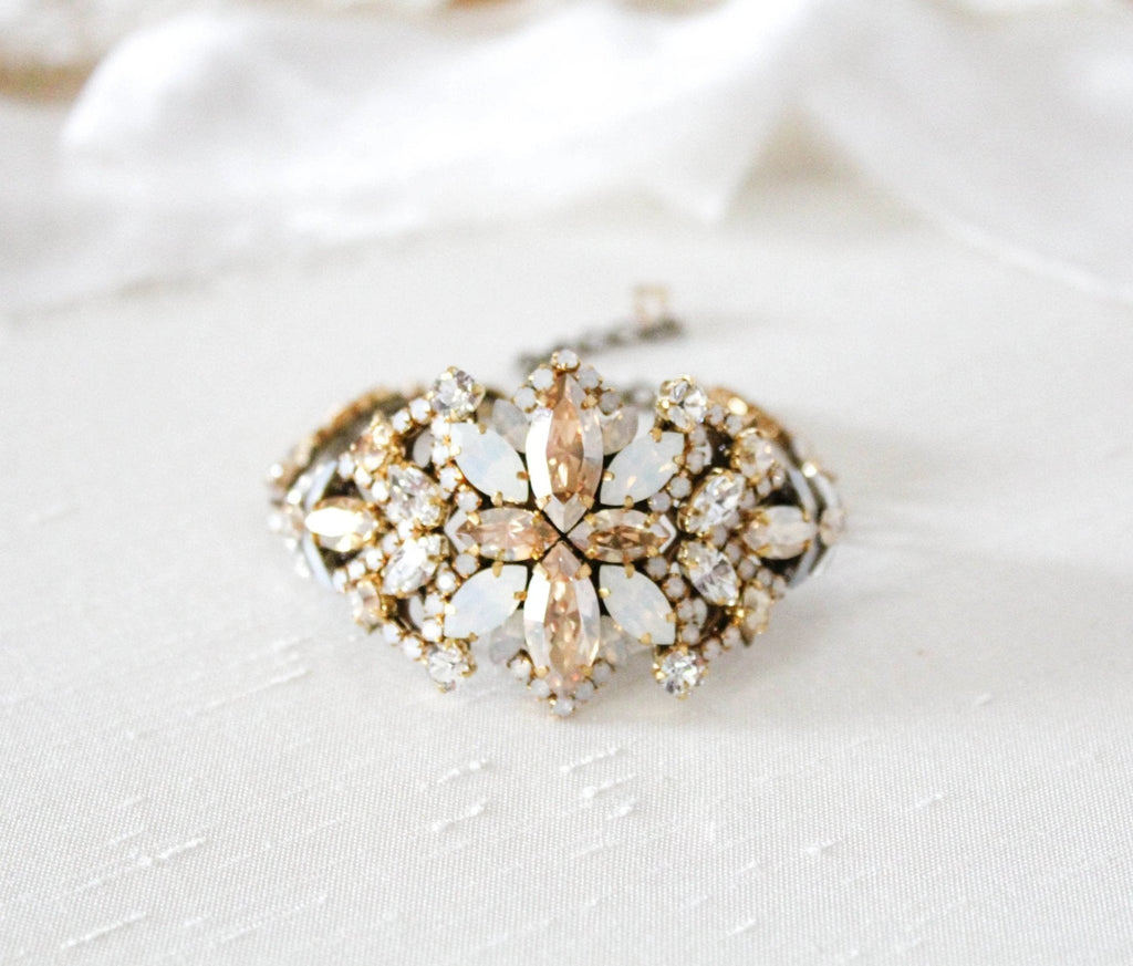 Antique gold crystal Bridal bracelet - MADELYNN - Treasures by Agnes