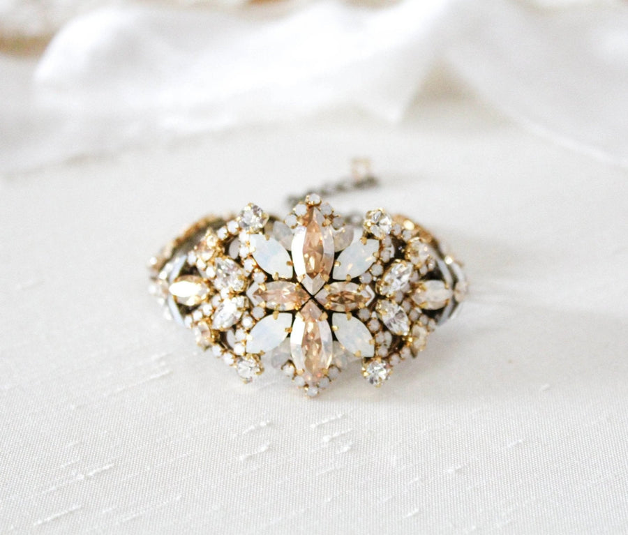 Antique gold crystal Bridal bracelet - MADELYNN - Treasures by Agnes