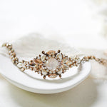 Antique gold crystal Bridal cuff bracelet - ANNA - Treasures by Agnes