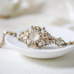 Antique gold crystal Bridal cuff bracelet - ANNA - Treasures by Agnes
