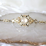 Antique gold crystal Bridal cuff bracelet - ANNA - Treasures by Agnes