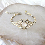 Antique gold crystal Bridal cuff bracelet - ANNA - Treasures by Agnes