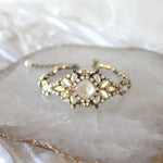 Antique gold crystal Bridal cuff bracelet - ANNA - Treasures by Agnes