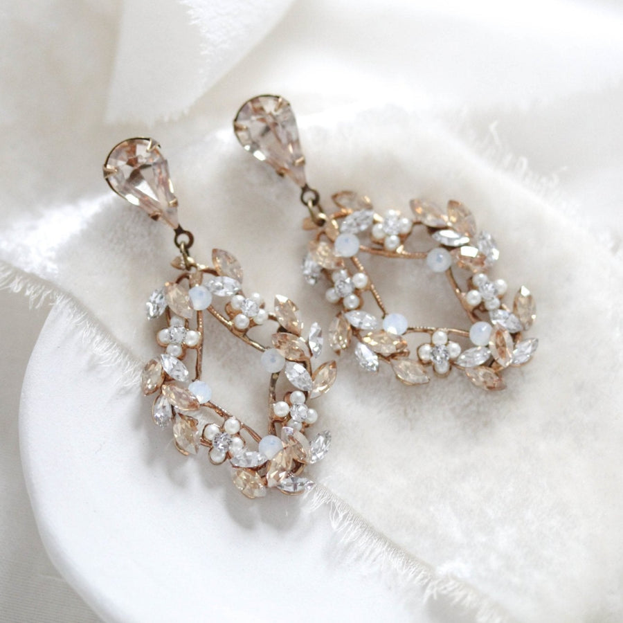 Antique gold crystal Bridal earrings - AUDRA - Treasures by Agnes