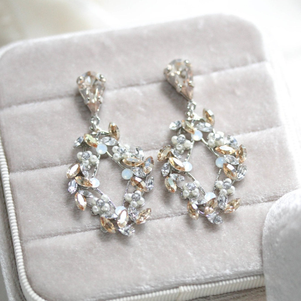 Antique gold crystal Bridal earrings - AUDRA - Treasures by Agnes