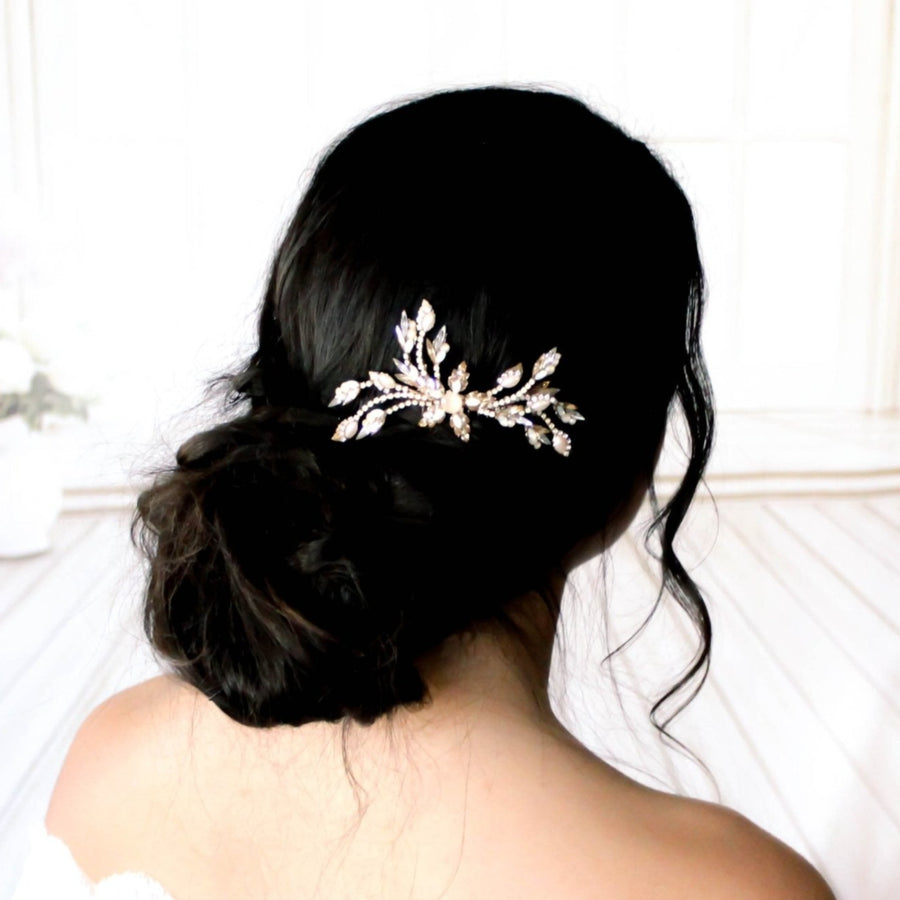Antique gold Crystal Bridal hair comb accessory - AUDREY - Treasures by Agnes