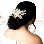 Antique gold crystal Bridal hair comb headpiece - GABRIELLA - Treasures by Agnes