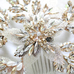 Antique gold crystal Bridal hair comb headpiece - GABRIELLA - Treasures by Agnes