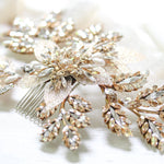 Antique gold crystal Bridal hair comb headpiece - GABRIELLA - Treasures by Agnes