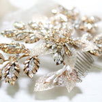 Antique gold crystal Bridal hair comb headpiece - GABRIELLA - Treasures by Agnes