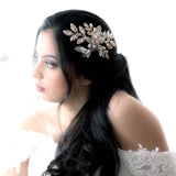 Antique gold crystal Bridal hair comb headpiece - GABRIELLA - Treasures by Agnes