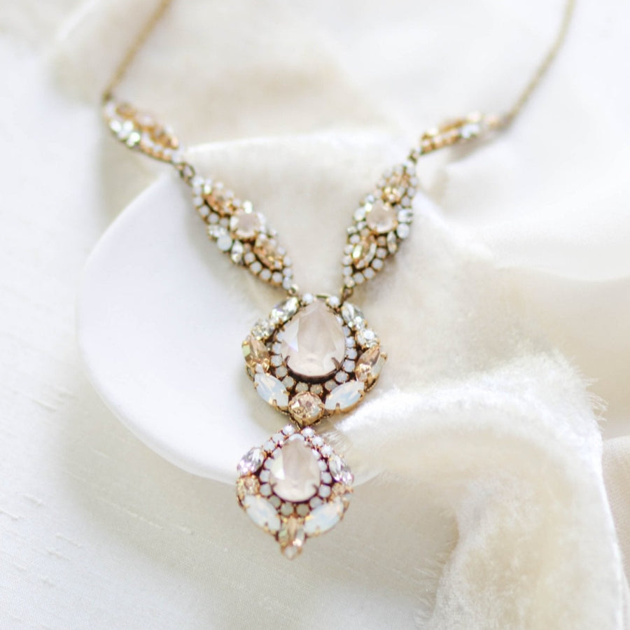 Antique gold crystal Bridal statement necklace - GIANNA - Treasures by Agnes