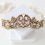 Antique gold crystal Bridal tiara crown - CHANDRA - Treasures by Agnes