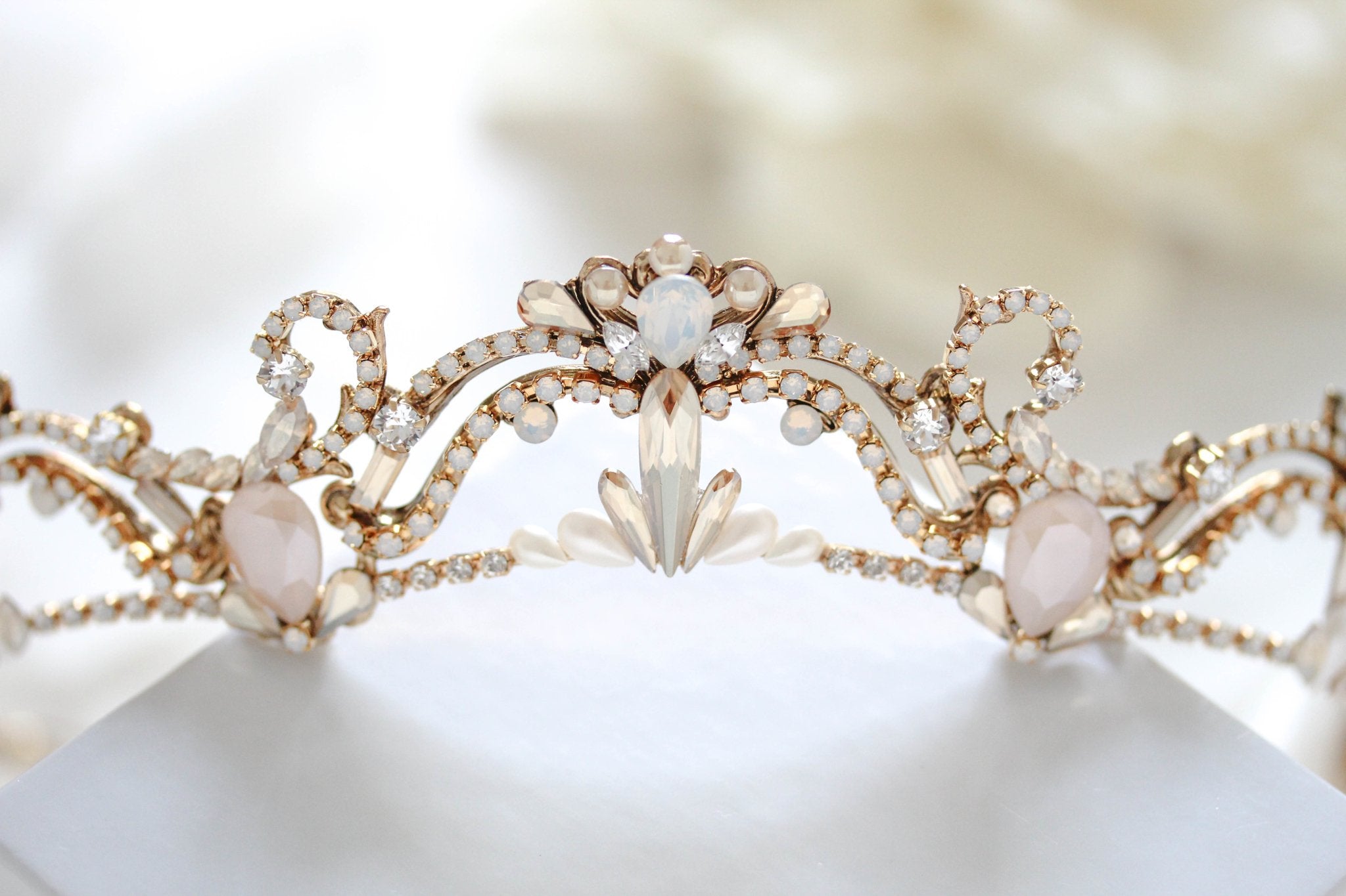 Antique gold crystal bridal tiara - ELIANA - Treasures by Agnes
