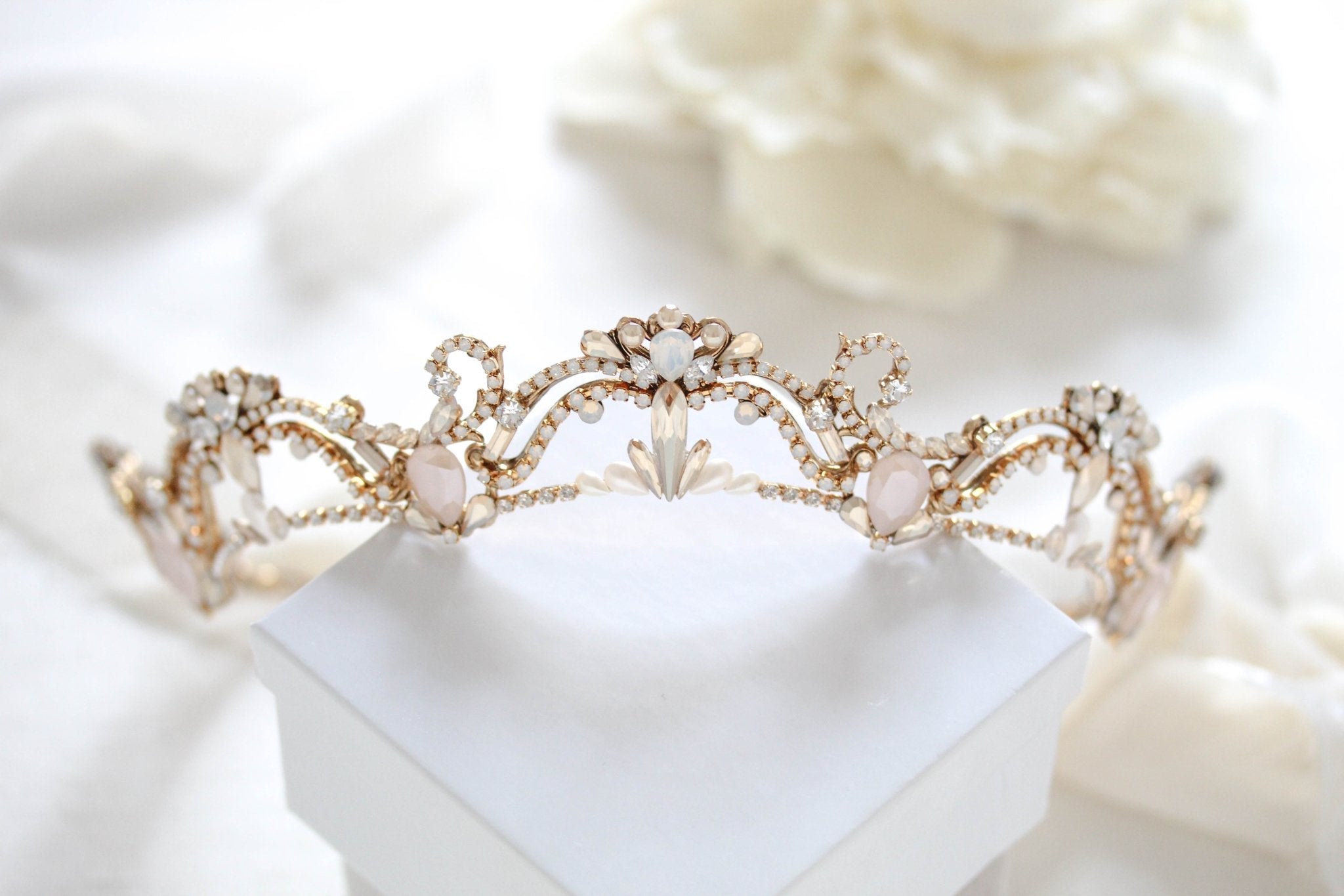 Antique gold crystal bridal tiara - ELIANA - Treasures by Agnes