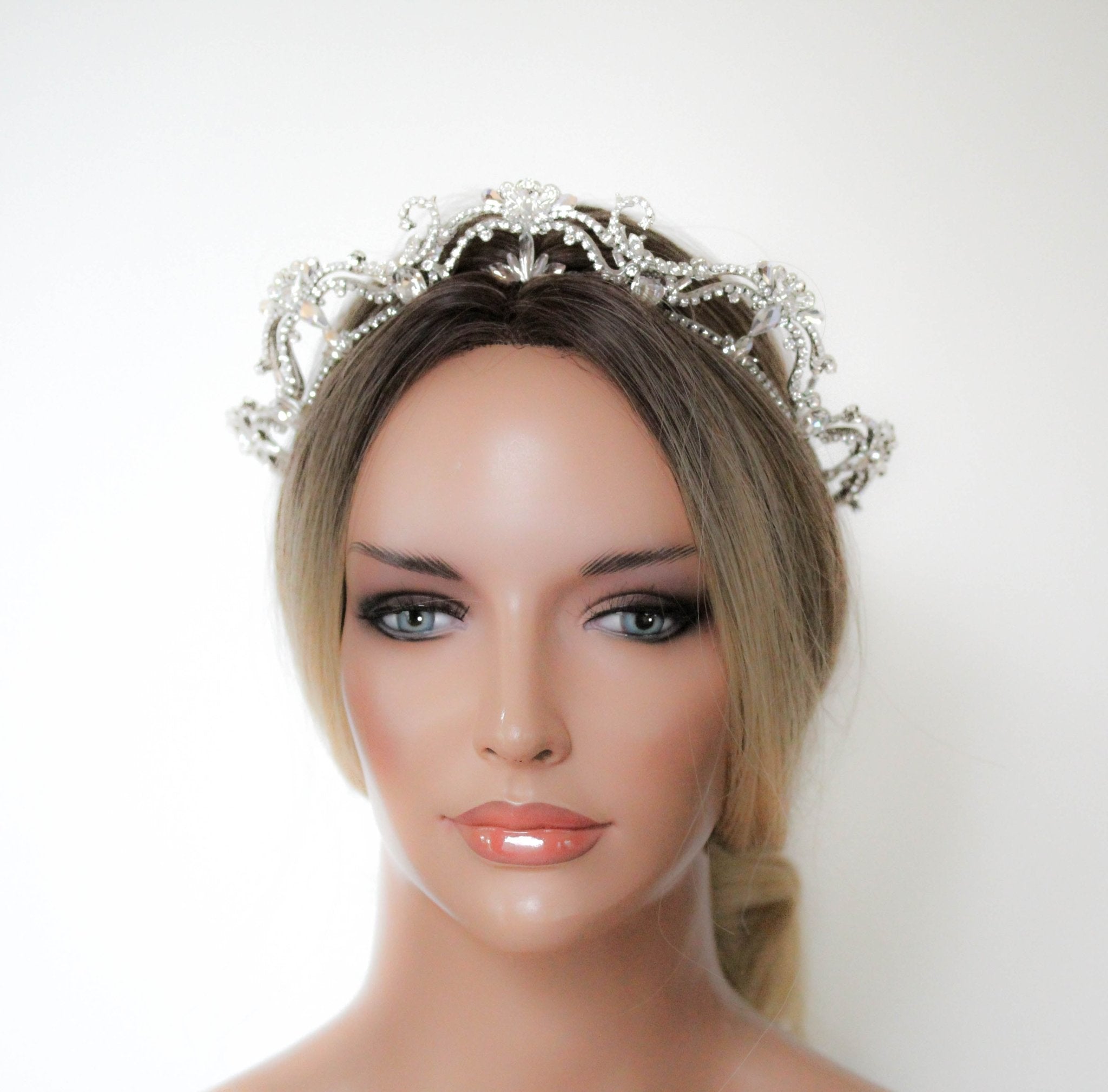 Antique gold crystal bridal tiara - ELIANA - Treasures by Agnes
