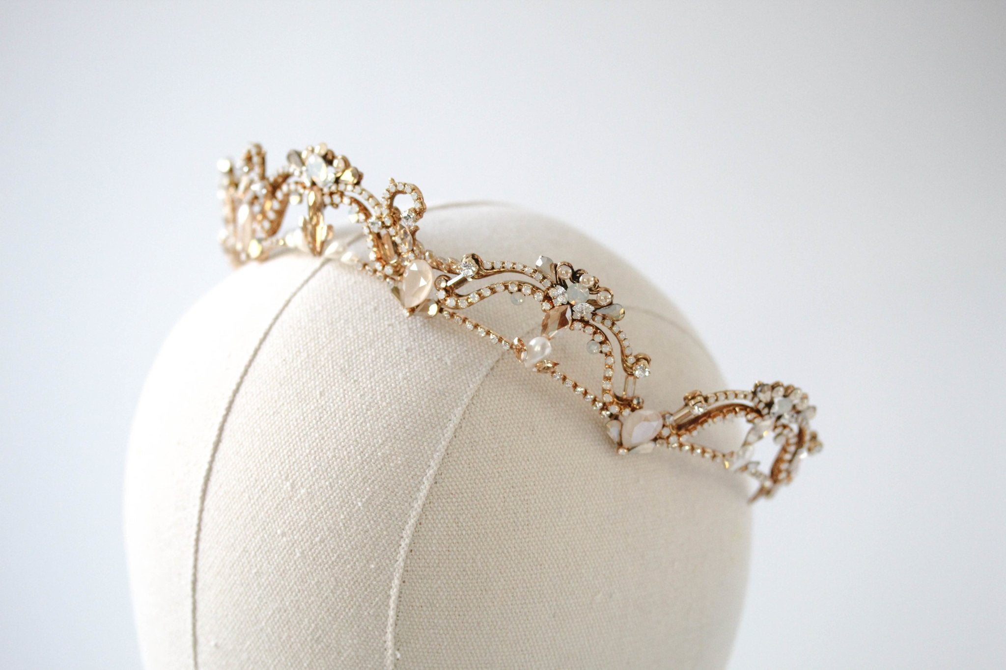 Antique gold crystal bridal tiara - ELIANA - Treasures by Agnes