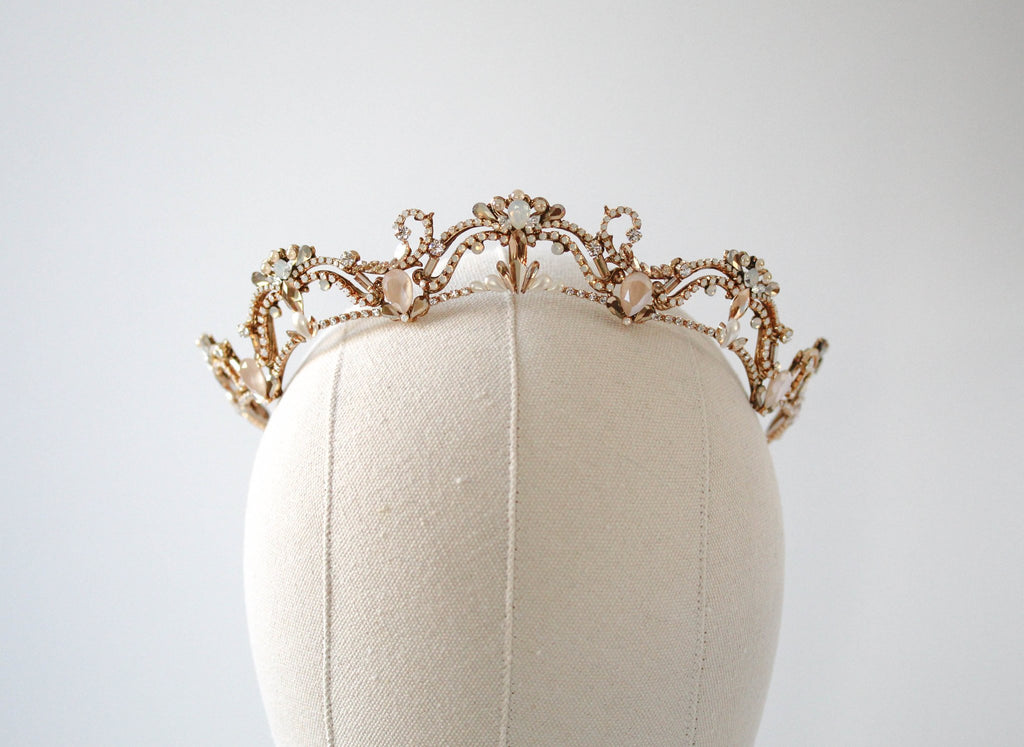 Antique gold crystal bridal tiara - ELIANA - Treasures by Agnes