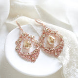 Antique gold Crystal Chandelier Bridal earrings - Treasures by Agnes