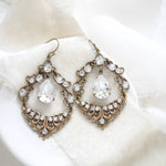 Antique gold Crystal Chandelier Bridal earrings - Treasures by Agnes