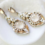 Antique gold Crystal chandelier earrings- LELAND - Treasures by Agnes