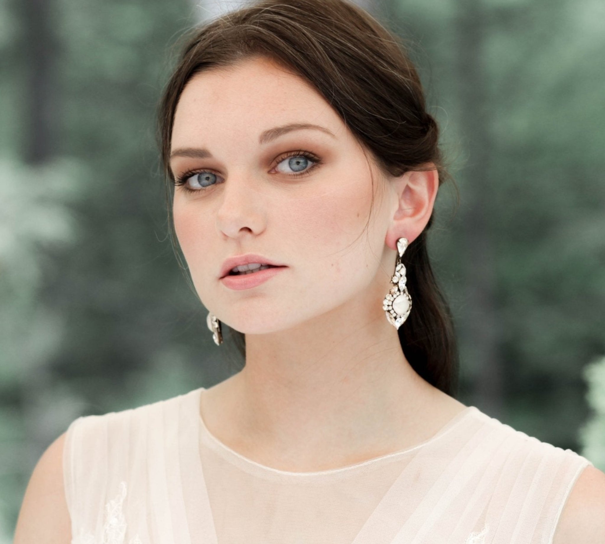 Antique gold Crystal chandelier earrings- LELAND - Treasures by Agnes