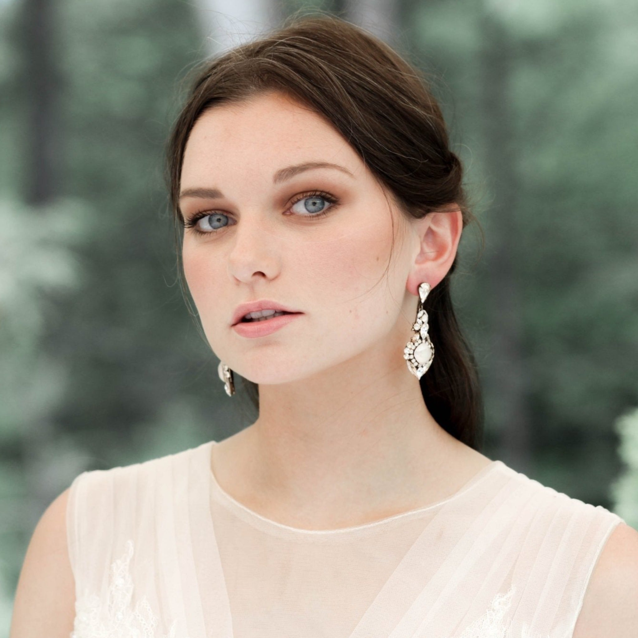 Antique gold Crystal chandelier earrings- LELAND - Treasures by Agnes