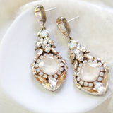Antique gold Crystal chandelier earrings- LELAND - Treasures by Agnes