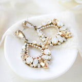 Antique gold crystal hoop earrings for Bride- QUINN - Treasures by Agnes