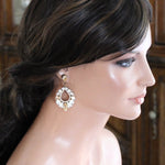 Antique gold crystal hoop earrings for Bride- QUINN - Treasures by Agnes