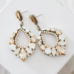 Antique gold crystal hoop earrings for Bride- QUINN - Treasures by Agnes