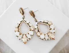 Antique gold crystal hoop earrings for Bride- QUINN - Treasures by Agnes