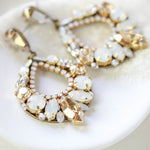 Antique gold crystal hoop earrings for Bride- QUINN - Treasures by Agnes