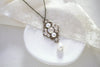 Antique gold crystal pendant necklace for Bride or Bridesmaid - ASHLYN - Treasures by Agnes