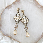 Antique gold crystal statement earrings - ASHLYN - Treasures by Agnes