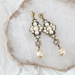 Antique gold crystal statement earrings - ASHLYN - Treasures by Agnes