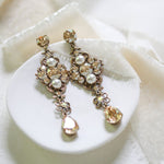 Antique gold crystal statement earrings - ASHLYN - Treasures by Agnes