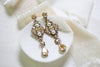 Antique gold crystal statement earrings - ASHLYN - Treasures by Agnes