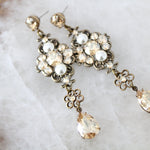Antique gold crystal statement earrings - ASHLYN - Treasures by Agnes